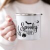 Halloween Personalised Enamel Mug, Spooky Vibes, Halloween Camping Mug, Gift For Halloween, Autumnal Magic, Autumn Cup, Fall Coffe Mug UK - Image 2