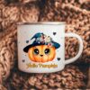 Halloween Personalised Enamel Mug, Hello Pumpkin, Halloween Camping Mug, Gift For Halloween, Autumnal Magic, Autumn Cup, Fall Coffe Mug UK