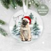 Pug, Personalised  Christmas Ornament, Christmas Tree Ornament, Custom Dog Ornament, Pet Lover, Personalized Bauble UK, Ceramic Keepsake