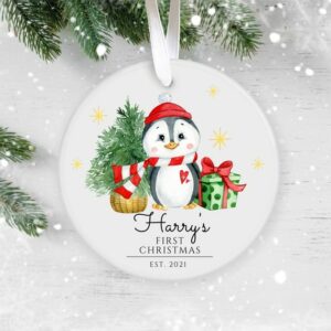 Baby's First Christmas Personalised Ceramic Decoration, 1st Christmas, Custom Baby Name Christmas Ornament, Baby 1st Christmas Ornament UK