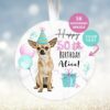 Chihuahua Gift, Personalised  Birthday Ornament, Birthday Keepsake, Custom Dog Ornament, Pet Lover Personalized Bauble UK Birthday Gift