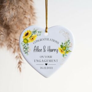 Personalised Engagement Gift, Engagement Gift for Couple,  Floral Ceramic Heart, Congratulations Gift, Engagement Announcement, She Said Yes