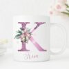 Personalised Christmas Mug with Initial, Hot Chocolate Mug, Christmas Gift, Pink Glitter, Family Xmas Cup, Gift for Kids, Daughter, Sister