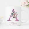 Personalised Christmas Mug with Initial, Hot Chocolate Mug, Christmas Gift, Pink Glitter, Family Xmas Cup, Gift for Kids, Daughter, Sister - Image 3