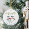 Personalised First Christmas as a Family, Holiday Decor, Christmas Ornament 2022, Family Keepsake Baby’s 1st Christmas, Ceramic Bauble - Image 2